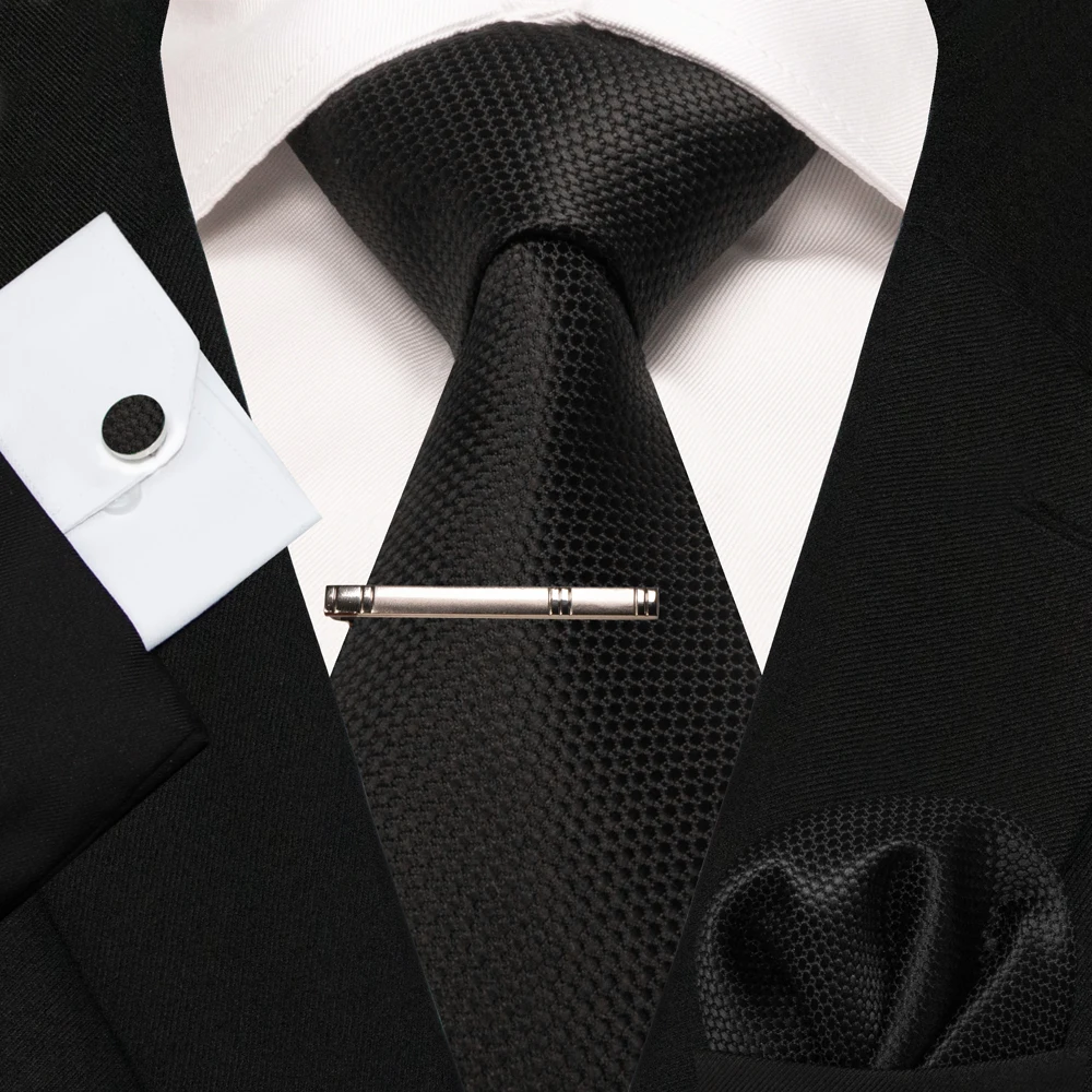 KAMBERFT Neue Klassische Seidenkrawatte für Herren Rot-Gold Gestreift Herrenkrawatte Taschentuch Manschettenknöpfe Set Hochzeit Business Party Gravatas – Detail 16