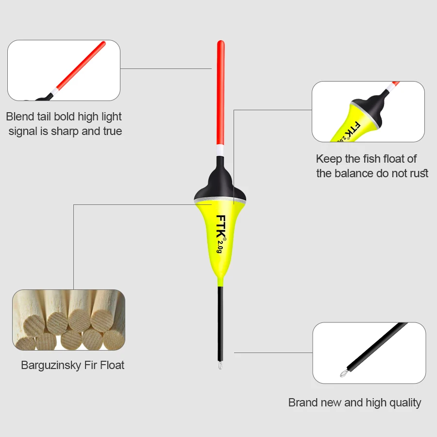 FTK 5 قطعة/المجموعة الصيد يطفو 2 جرام-5 جرام العمودي العوامة Barguzinsky التنوب تعويم 14 سنتيمتر-16 سنتيمتر الطفو الأسماك تعويم لصيد سمك الشبوط