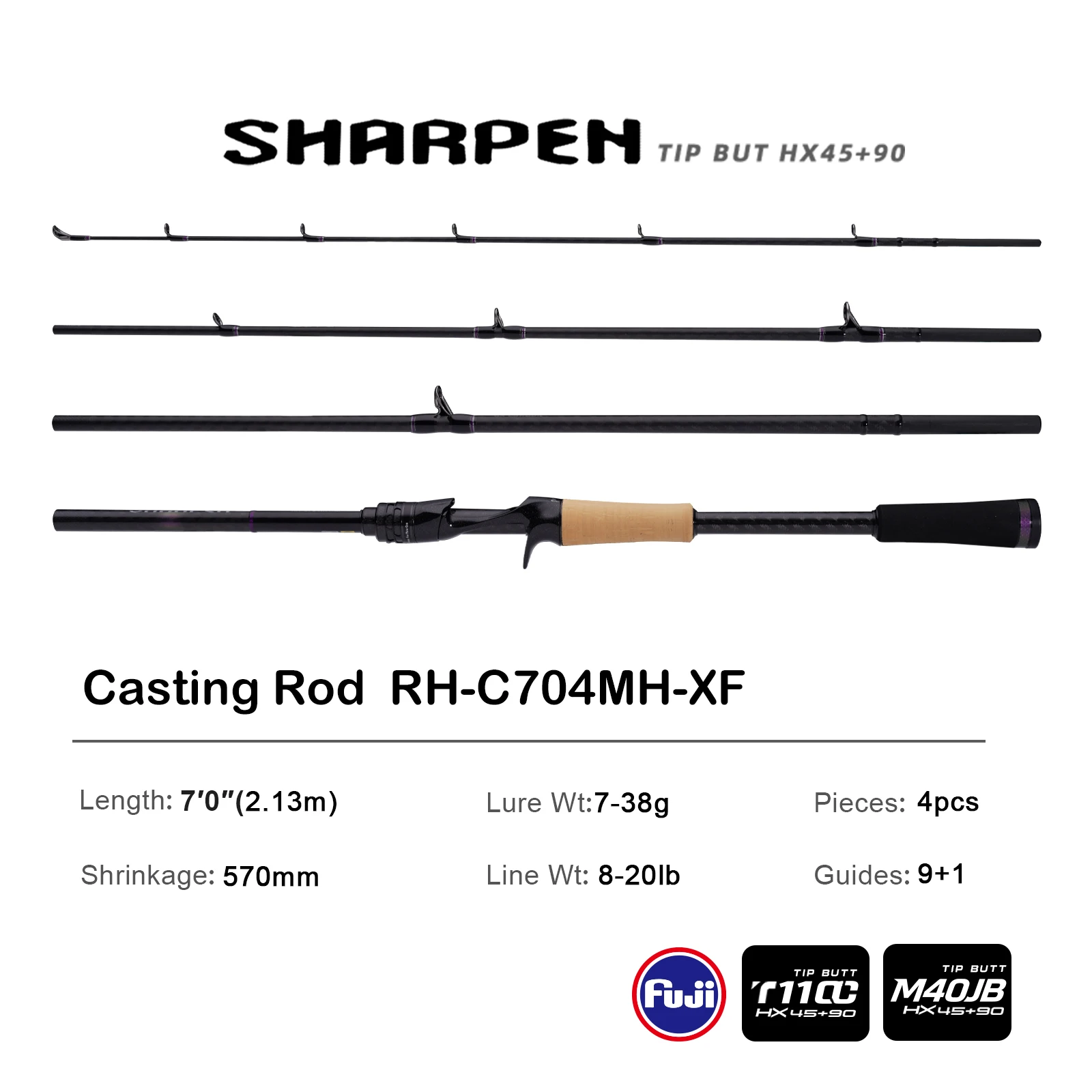 PURELURE SHARPEN Soft Lure Long Spinning and Casting XF/MF Action Rods FUJI Components Bass Pike Rod Angelrute Spinnrolle