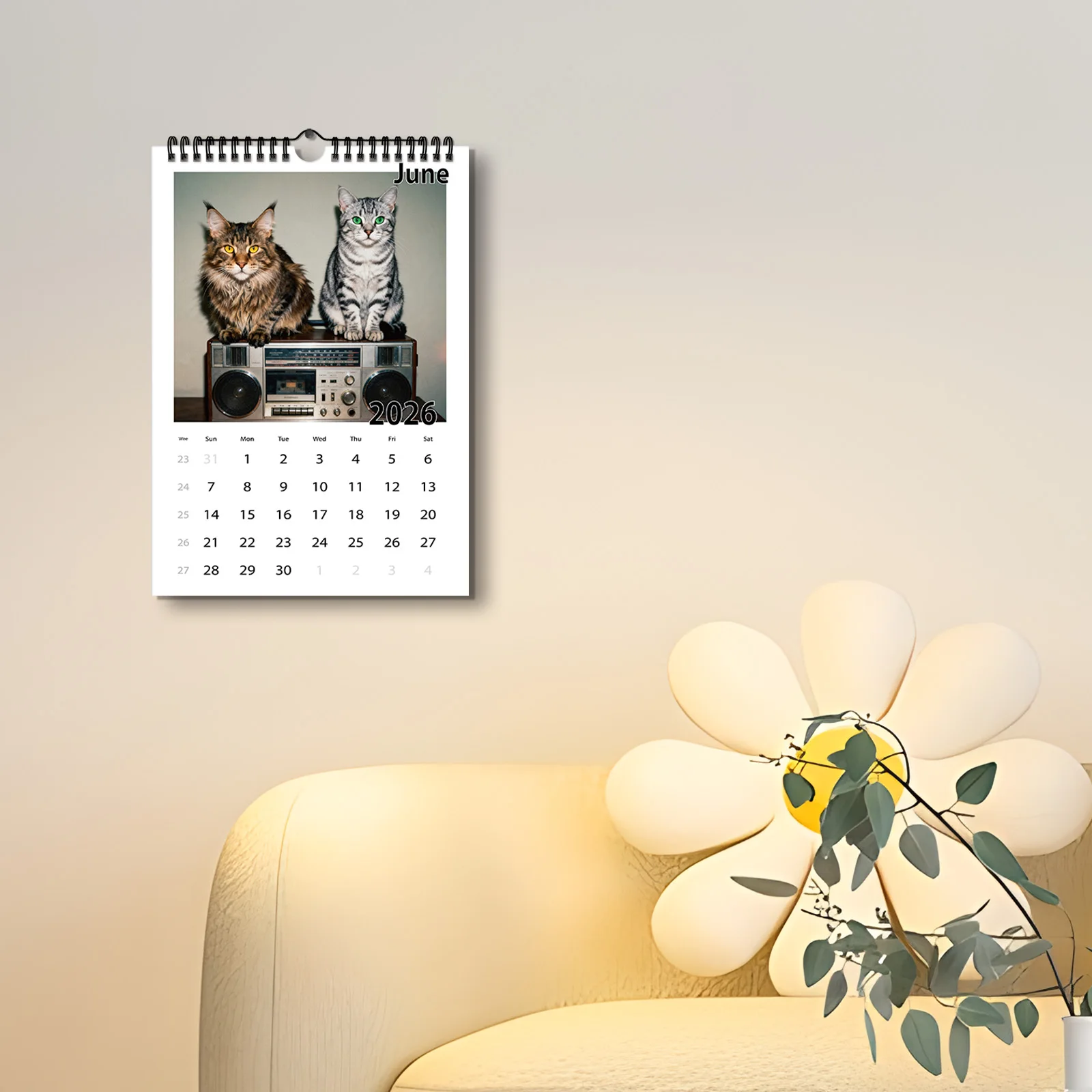 1 قطعة 2026 تقويم حائط A4، تقويم عيد الميلاد، مخطط شهري مع صور قطة لطيفة، مثالي للمعلم المنزلي للمكتب والمدرسة #4