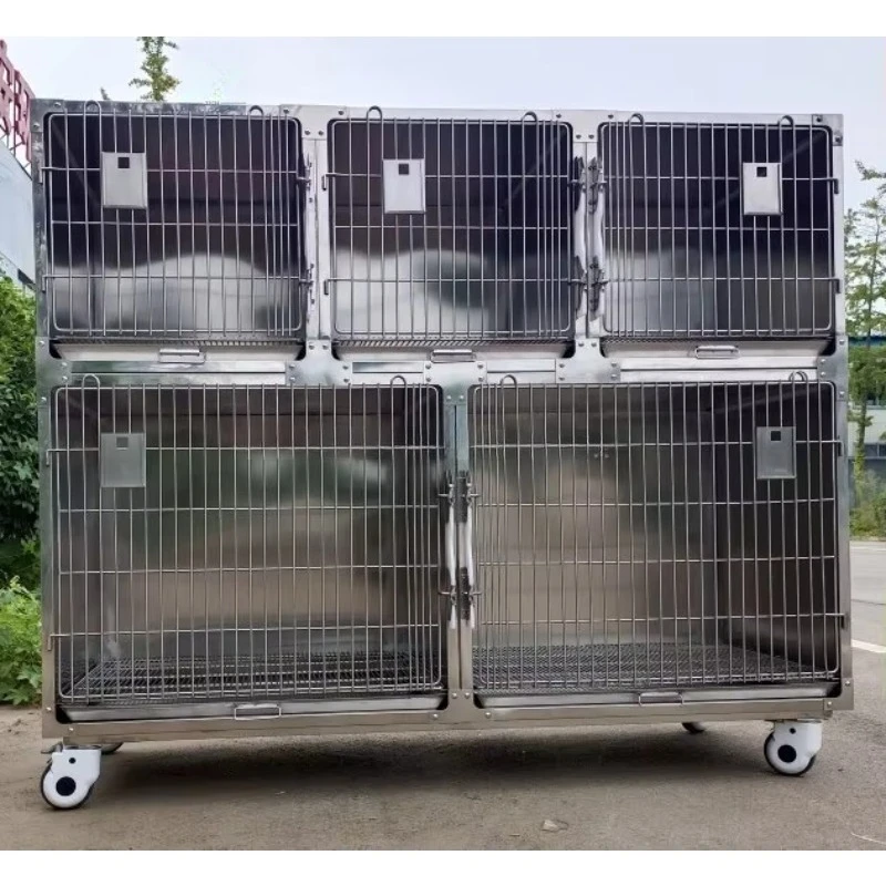 OSCAT EC-3A High Quality Kennel Pet Dog Cages Veterinary Cages Stainless Steel Modular Crates Cat Dog Cage 4 Wheels