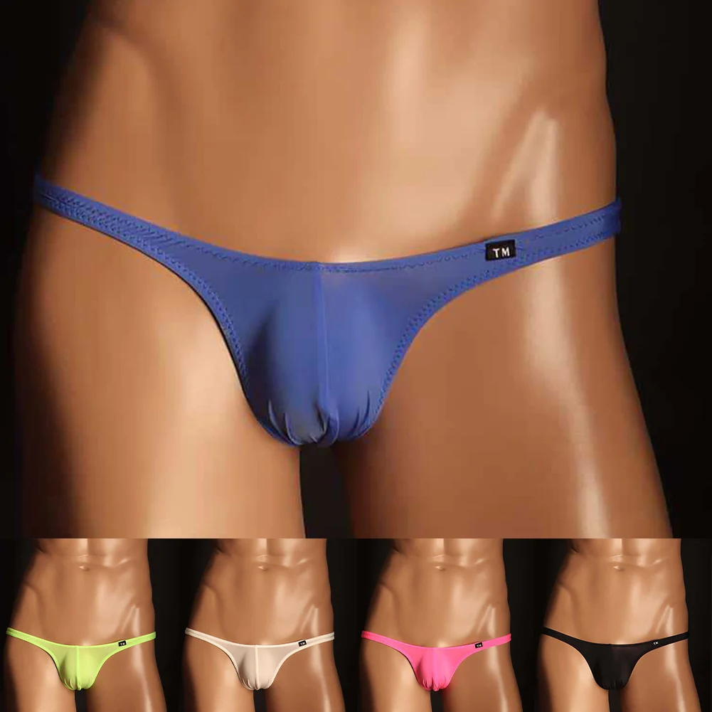 

Men Sexy Sissy Ice Silk Low Waist Sexy Lingerie Gay Sissy Underwear Briefs Breathe Bulge Pouch Thongs G-string Men's Panties