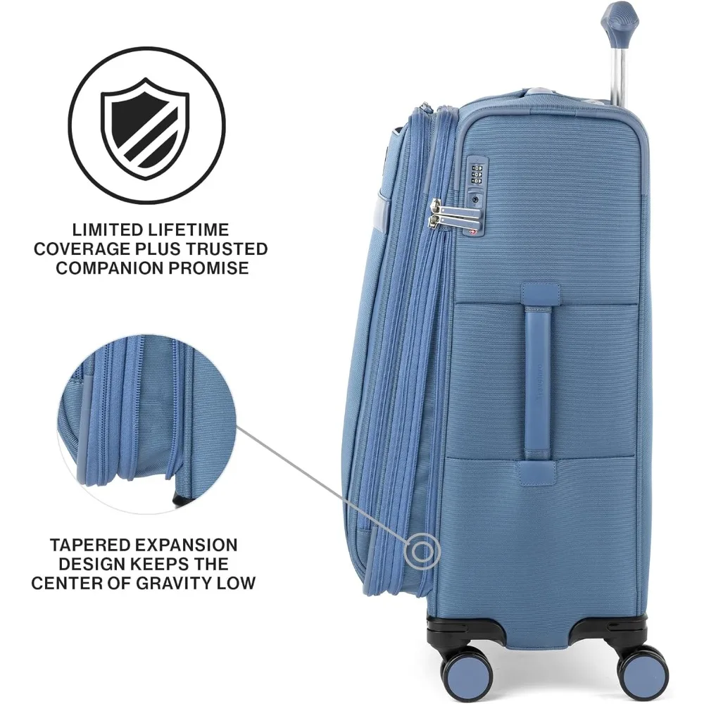 Mala giratória expansível leve 8 TSA Lock Bagagem de viagem de tamanho médio para homens e mulheres