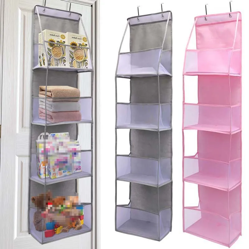 4 Layer Foldable Hanging Storage Bag Multi-functional Fabric Storage Bags for Wall-mounted Cabinet Door Bra Snacks Toys Clothes