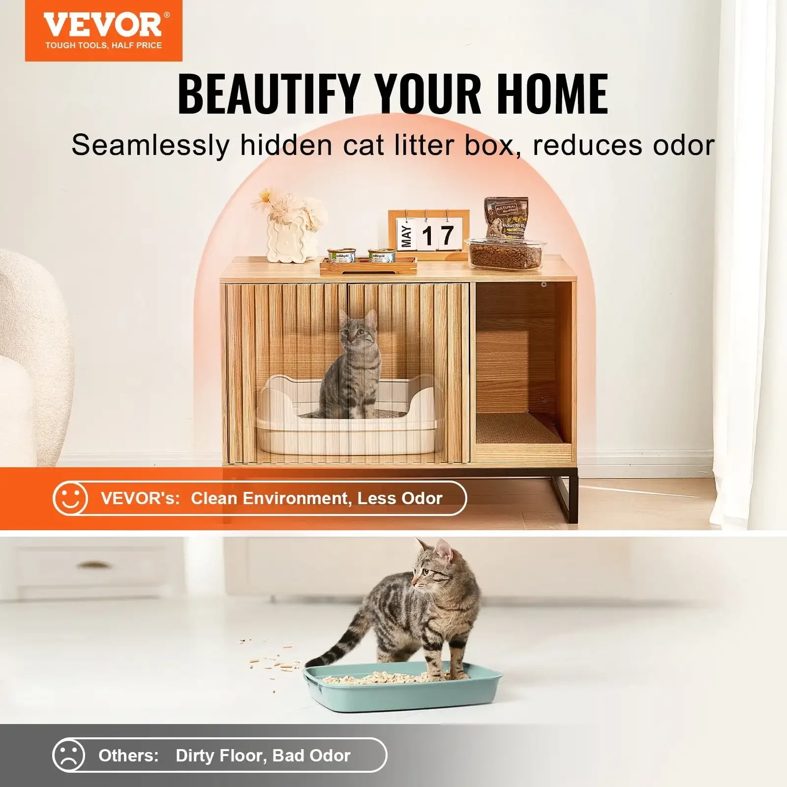 

Cat Litter Box Enclosure Hidden Litter Box Furniture 31.5"L x 20"W x 22"H
