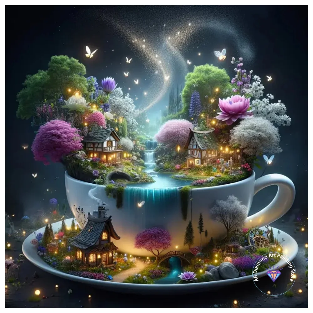 

New Cup Landscape AB Diamond Painting Kit Square Round Diamond 5D DIY Tree Mosaic Handmade Art Adult Exquisite Gift Home Decor