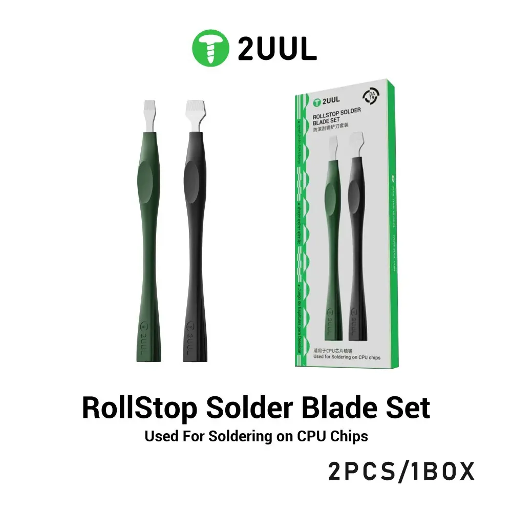 

2UL DA19 Anti-Roll Scratch Tin Scraper Blade Set Solder Blade ffor Phone PCB Repair Chip Soldering Solder Paste Leveling Tool