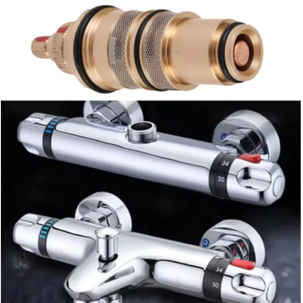 

Brass Shower Thermostatic Cartridge Replacement Kit - Bathroom Water Temperature Control Mixer Valve Bar Faucet Repair