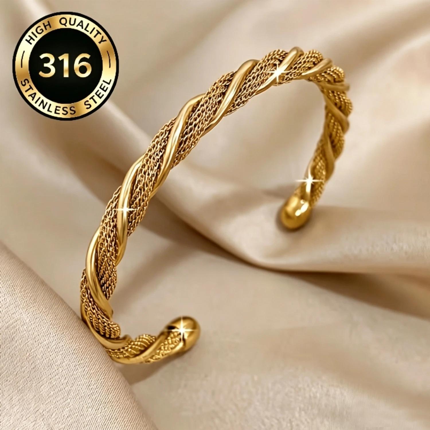 Stainless Steel Bracelet, Simple Open Design, High-end Feel, 18k Gold-plated Bangle, Women's Bracelet Wholesale Jewelry