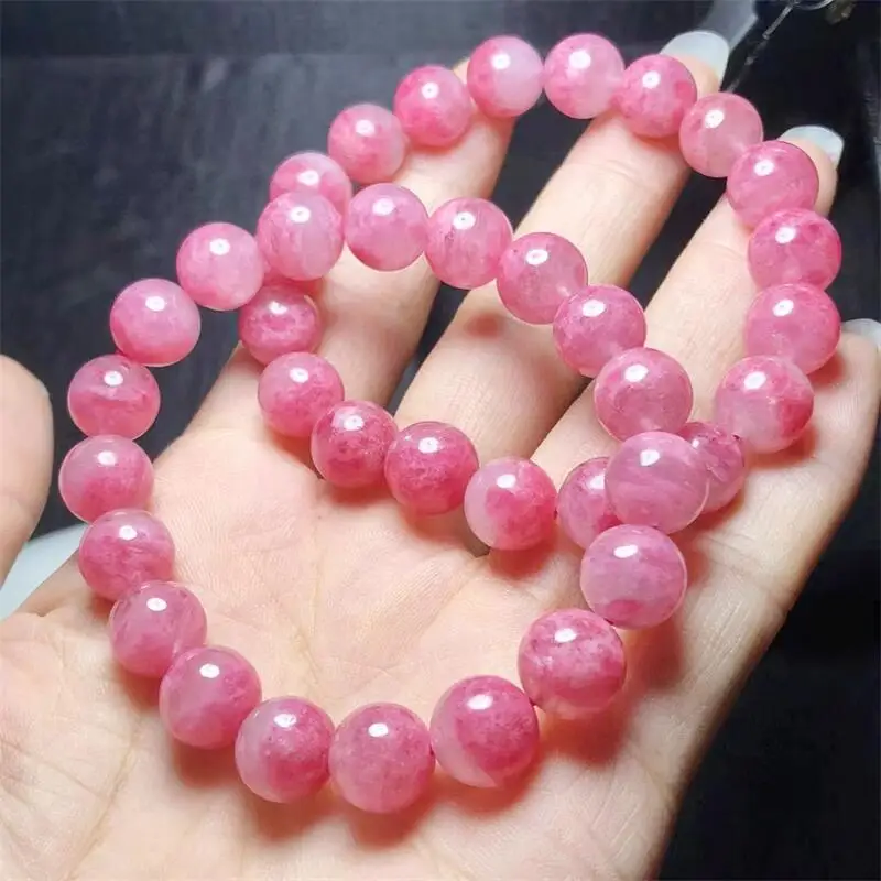 

Natural Rhodonite Bracelet Round Beads Strand Women Men Healing Fengshui Energy Jewelry Lovers Gift 1pcs