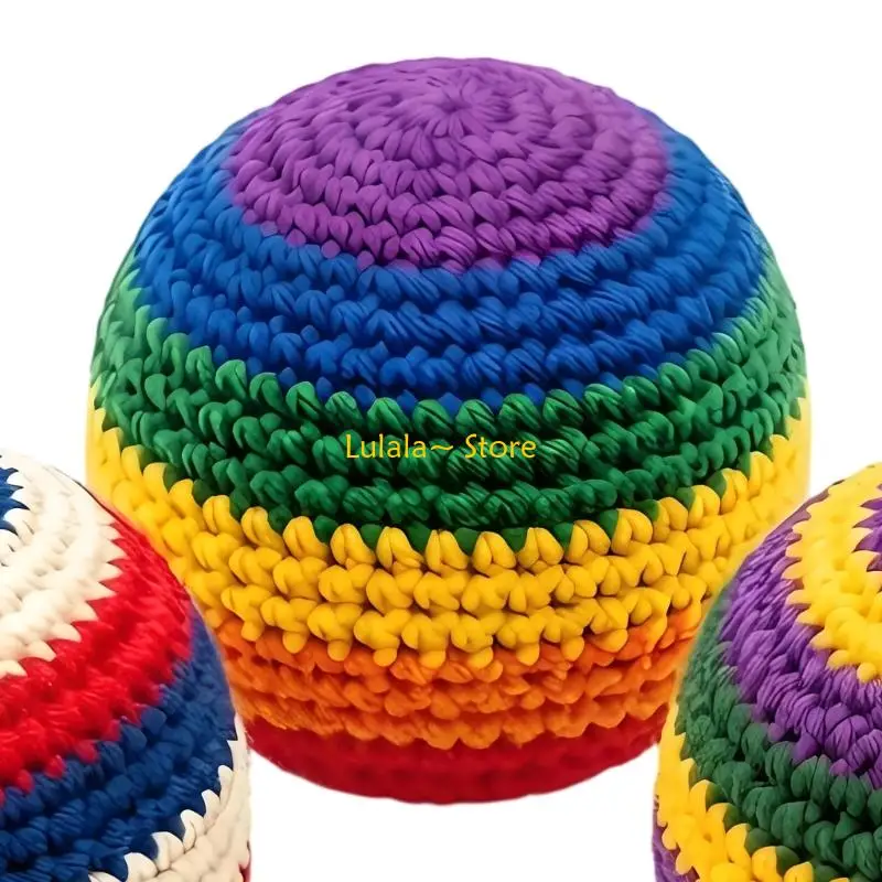 Y4QA 3 Piece Handcrafted Foot Kick Bag Multicolor Leisure Game Accessory Knitted Toss and Seize Game For Most Ages