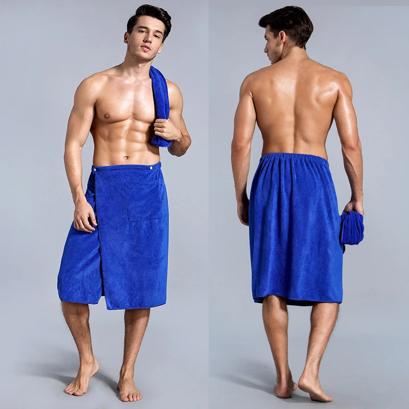 Men\'s soft  Absorbent Bath Towel Sexy Beach Skirt Anti-light Men\'s Bath Skirt Can Wear Towel Men\'s bath towel and beach towel