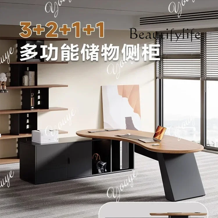 N49 J Practical New Cashew Type Solid Wood Young Boss Table Supervisor Manager Table Chair Home Class Desk