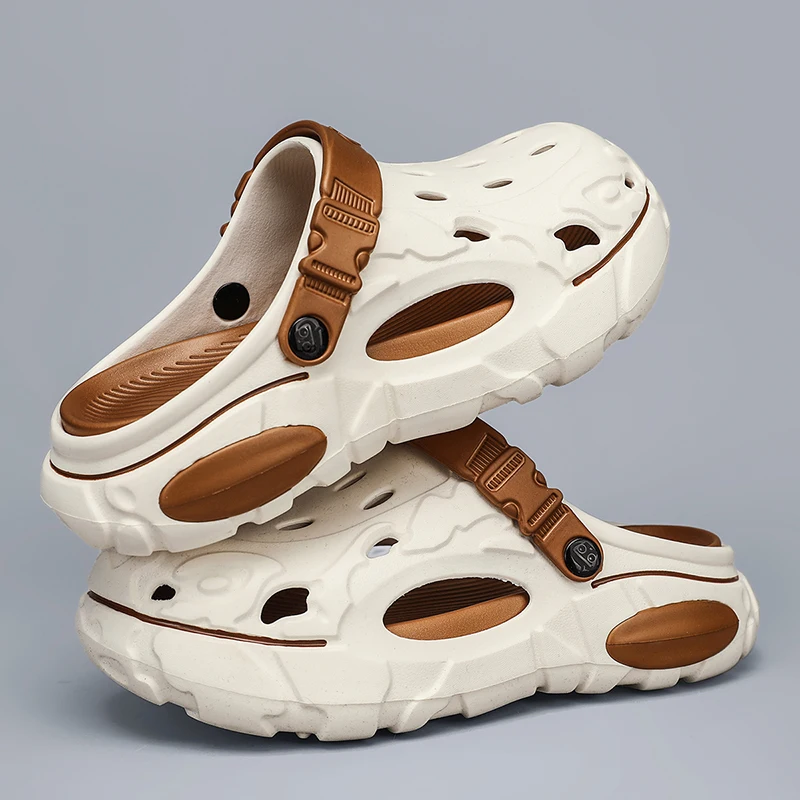 Summer Men's Chunky Platform Clogs Ultra Soft Non-slip EVA Quick-dry Garden Beach Slippers Big Size 48 49