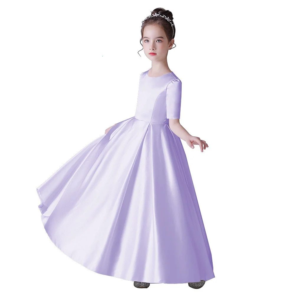 Flower Girls Dresses Glitter Satin  Wedding Birthday Prom Party Princess Pageant Ball Gown  Junior Bridesmaid Customize