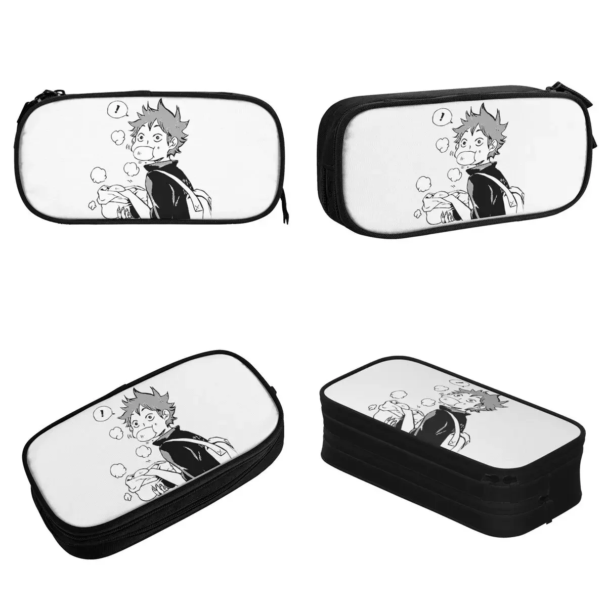 Lovely Haikyuus Hinata Eating Senpai's Pork Buns Pencil Cases Pencil Box Pen Holder Kids Big Capacity Bags Zipper Stationery