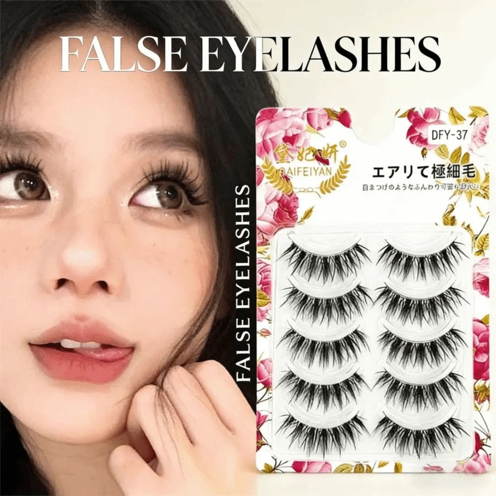 5pairs/box Black Natural False Eyelashes Curvature C Easy To Wear DIY Lashes Extension Reusable Lightweight