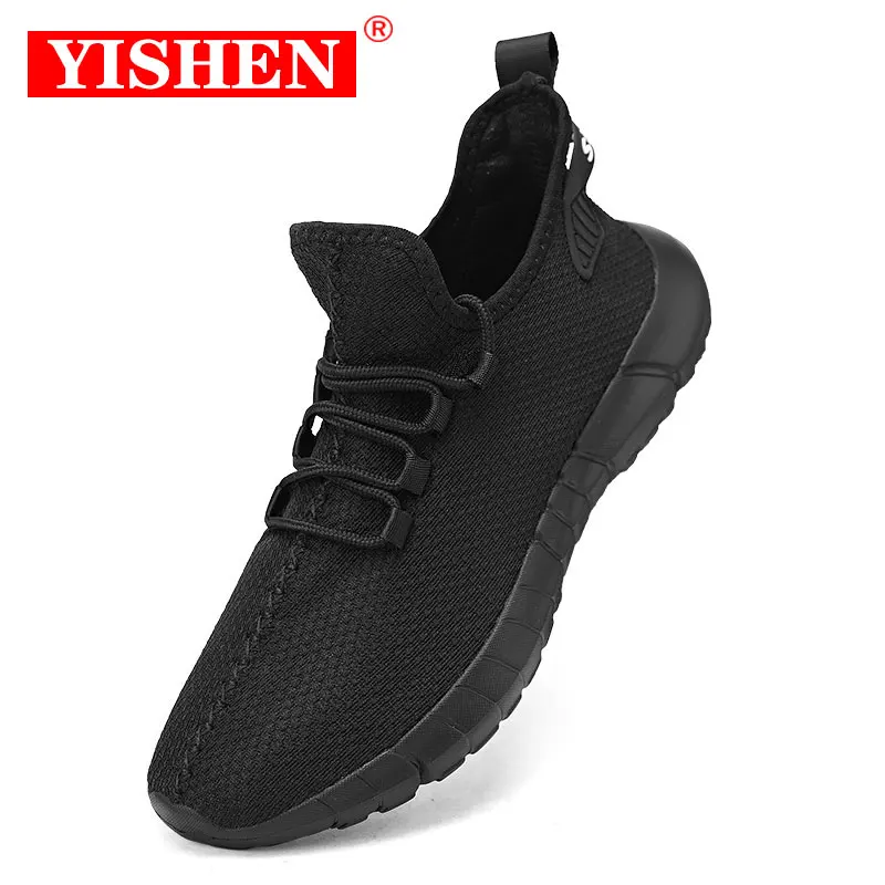 

YISHEN Men Sneakers Lace-up Athletic Sport Shoes Lightweight Running Shoes Unisex Sneakers Solid Black White Fashion Zapatillas