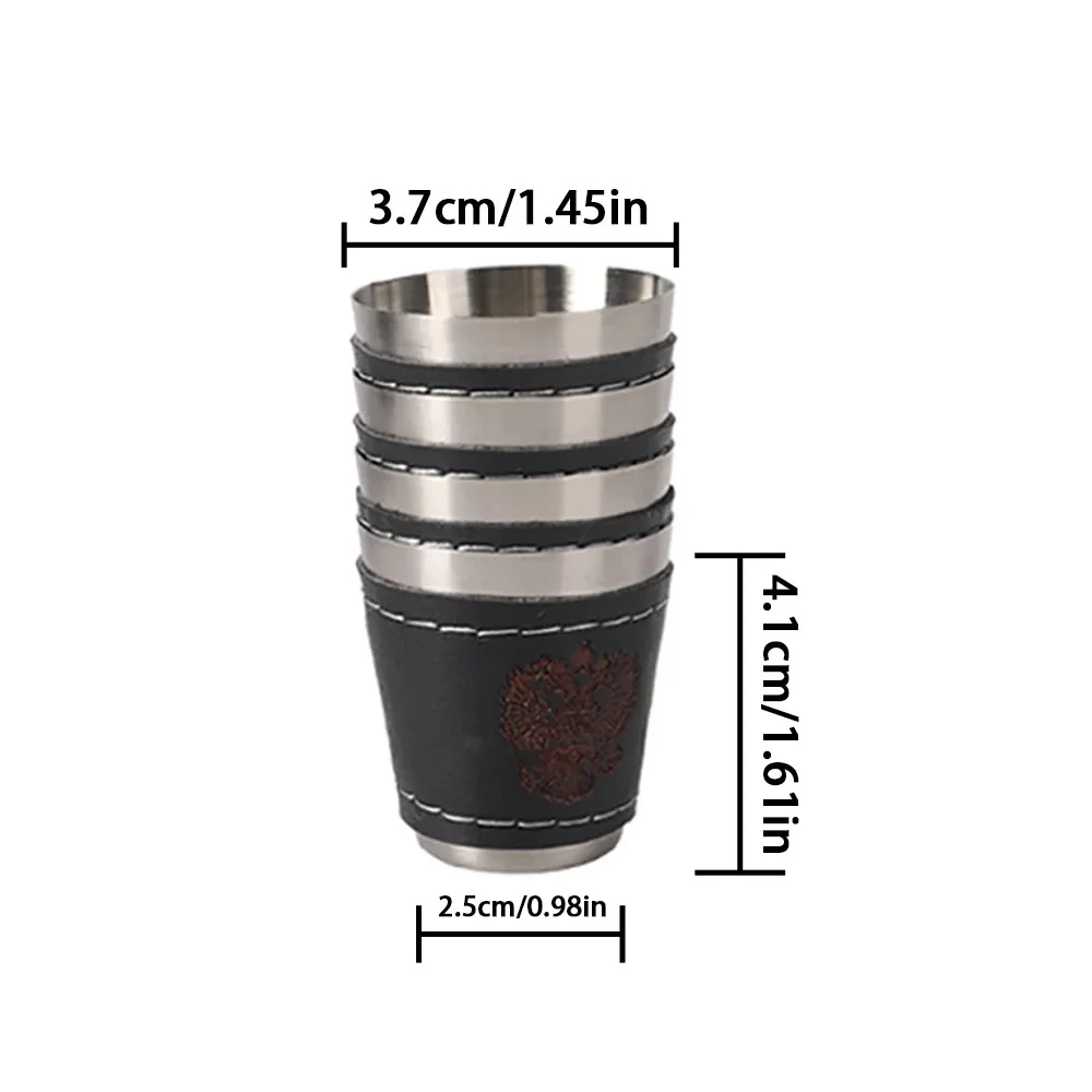 30ml Stainless Steel Cup Set 4pcs with PU Leather Carry Case Stackable Lightweight Cups for Outdoor Travel Camping