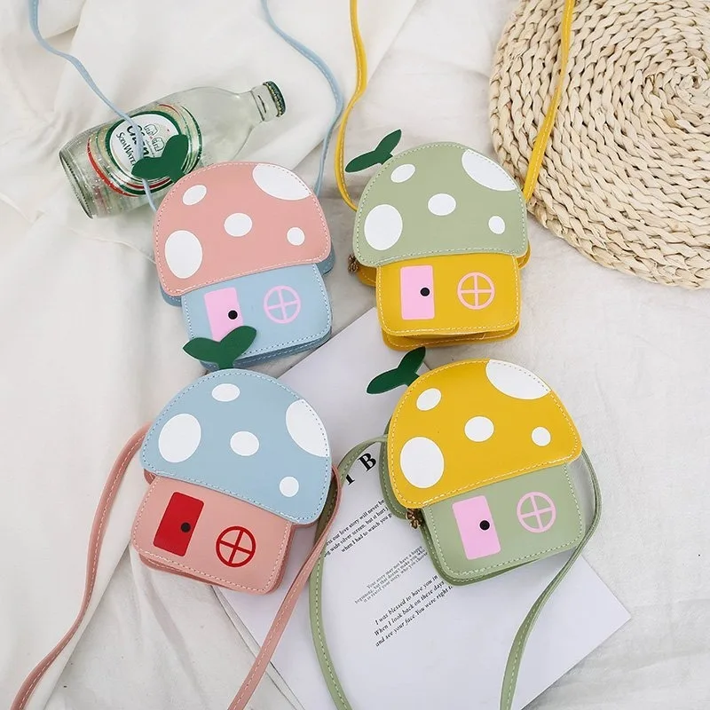 

1-10 шт., сумка на плечо из искусственной кожи с милым мультяшным грибом для детей и девочек, повседневный модный кошелек через плечо, Рождественский подарок