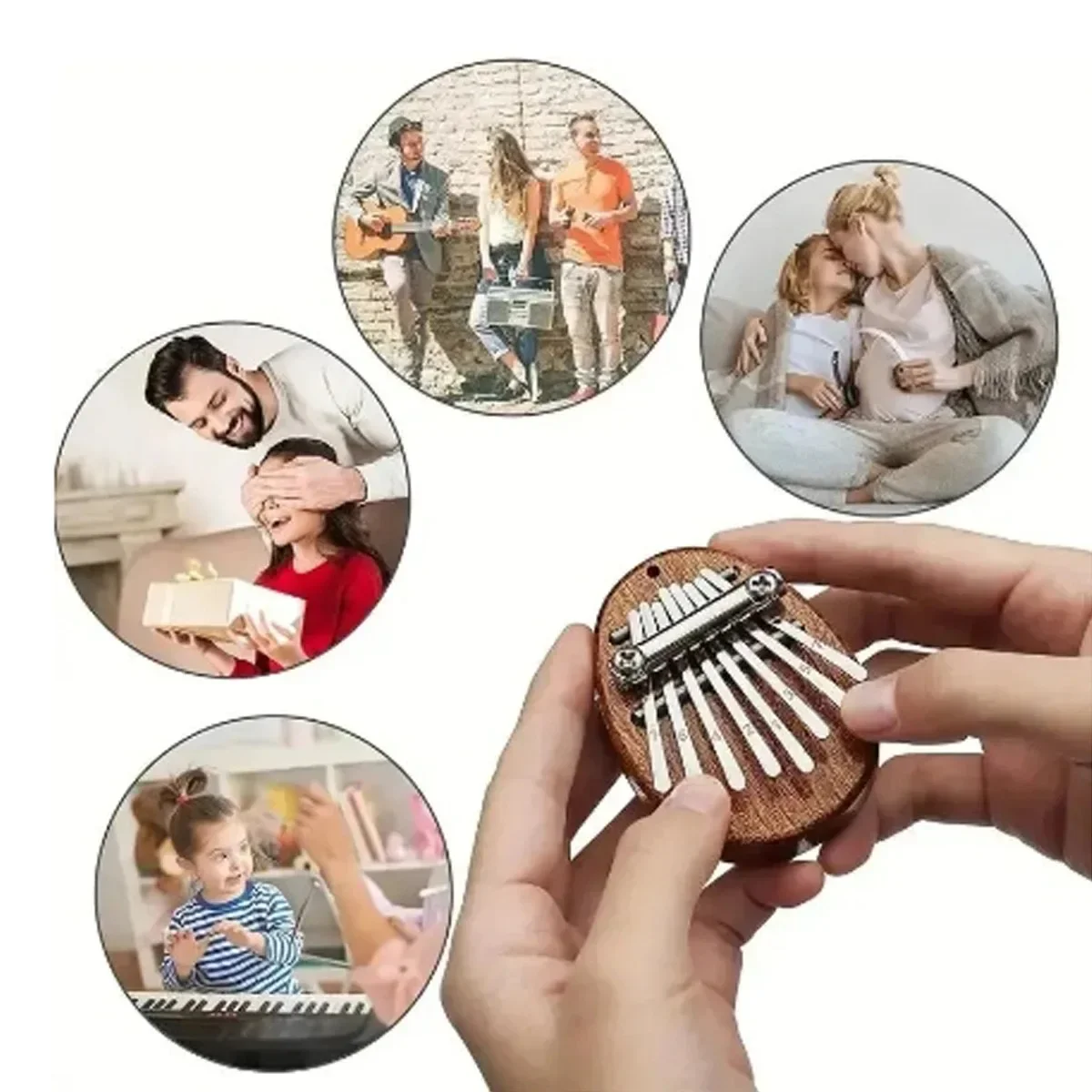 8-toetsen mini houten Kalimba speelgoed muziekinstrument prachtige vingerduim piano marimba muzikaal leren en onderwijs hanger cadeau