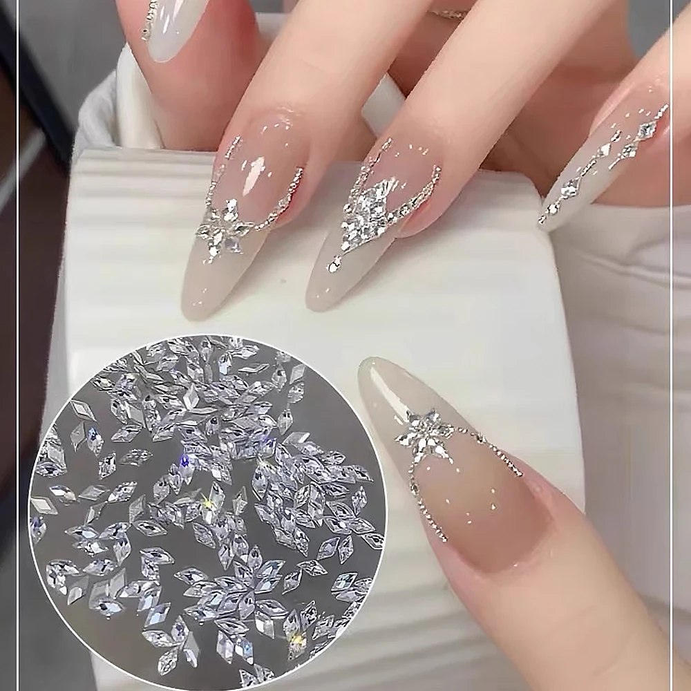 100/200 Stück Mini Nail Art Zubehör 5A Funkelnde Raute Zirkon Nail Art Strass Charms 1,5*3mm Schneeflocke Muster Nagel Dekor – Detail 10