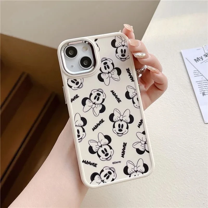 Disney Mickey Minnie Mouse Full Screen Phone Case For iPhone 15 14 13 12 16 Pro Max 7 8 Plus XR XS MAX Y2K Anti Fall Cute Cover