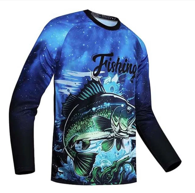 Fisherman's Gift Long Sleeve Fishing Shirts for Men Fishing Jerseys Fish Tshirts Breathable fishing supplies