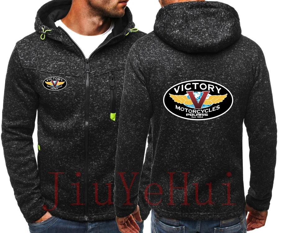 American Motorcycle Victory Polaris Tide Jacquard Hoodies Spring Casual Fleece Hoodies Sweatshirts Male Streetswear Coat Jackets