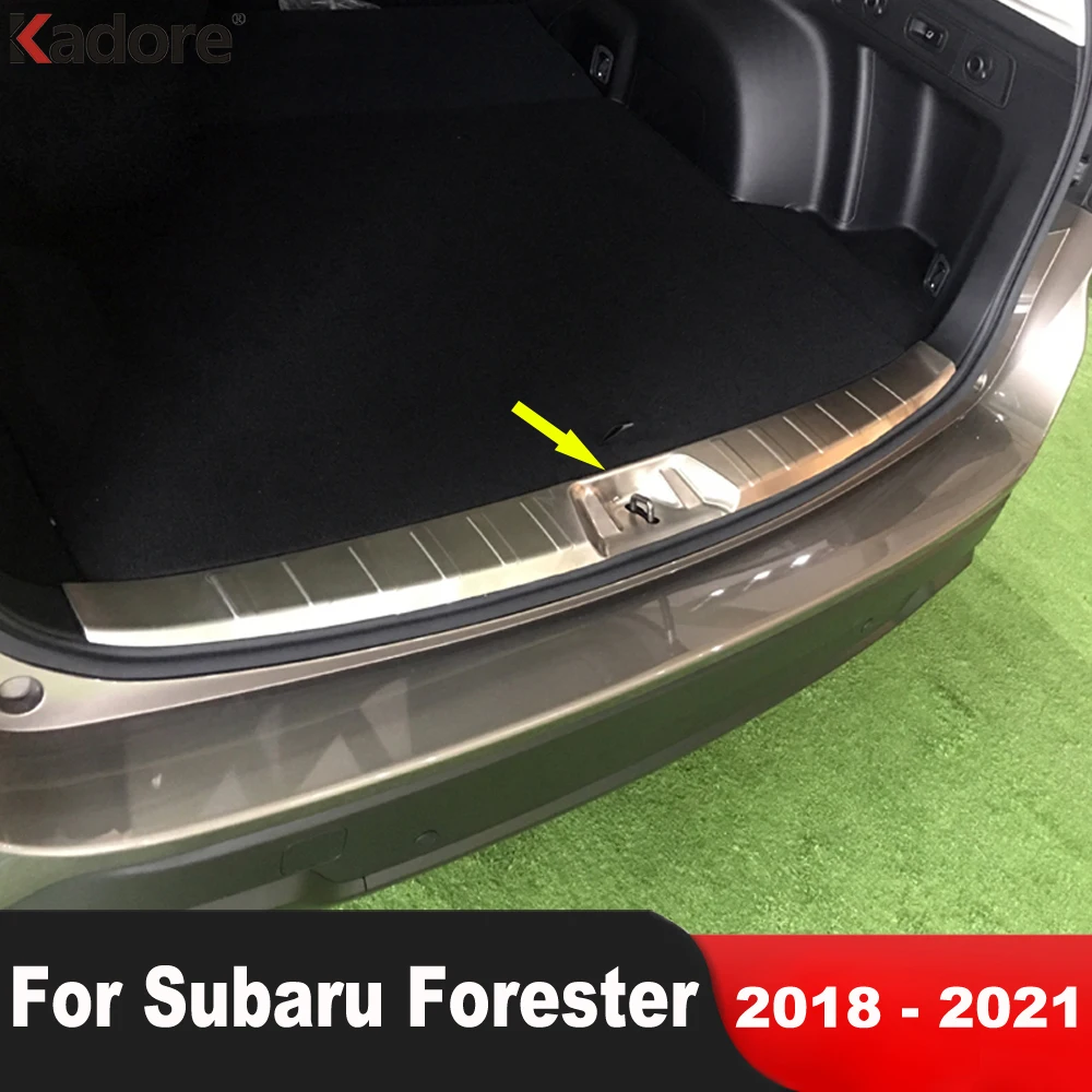 

Для Subaru Forester SK 2018 2019 2020 2021, стальная задняя крышка багажника, накладка на заднюю дверь, накладка на порог, автомобильные аксессуары
