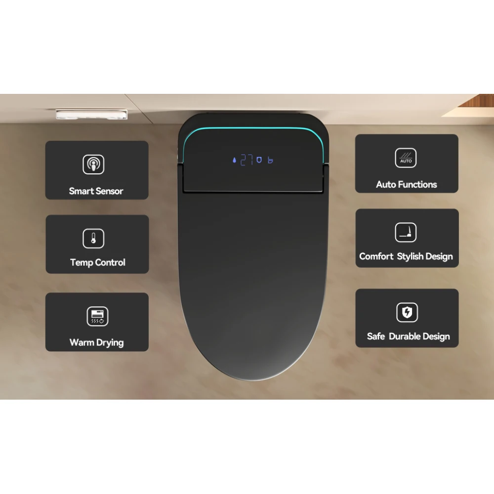 Unique Smart Toile, One Piece Toilet with Bidet Built In,Intelligent Toilet Auto Open/Close Seat. Bidet toilet with Dryer and Warm Water.Gray