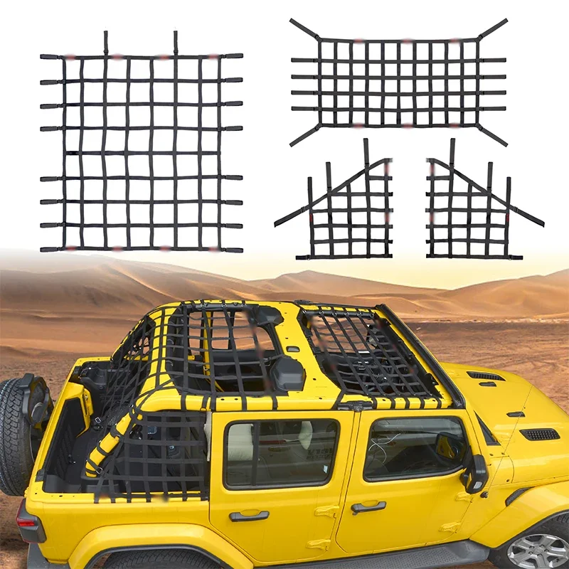 Roof Top Cargo Restraint System Net Trunk Net For Wrangler 2018-2021 JL JLU 4 Door JL Unlimited Rubicon Sahara X Sport