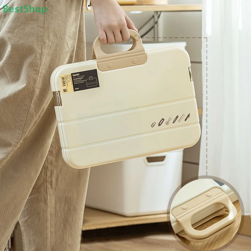 A4 プラスチックファイルフォルダーロックハンドルポータブルボックスファイル防水ファイリング用品鉛筆ケース多目的ドキュメントバッグ
