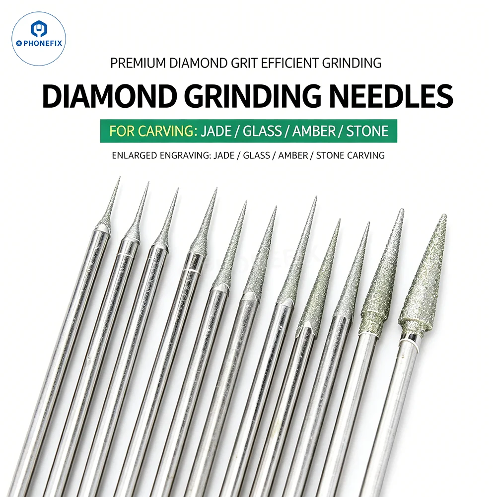 10pcs 2.35MM Diamond Grinding Drill Bit Piercing Sliding Drill Bit for Phone Mainboard PCB RAM Polishing Grinding Repair Tool