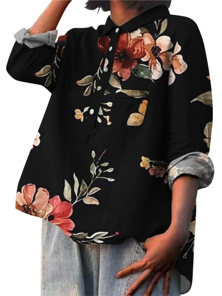 

Fashion Shirts New Printing 2024 Women's Buttons Long Sleeve Elegant And Vintage Casual Loose Commuting Pullover Ladies Blouses