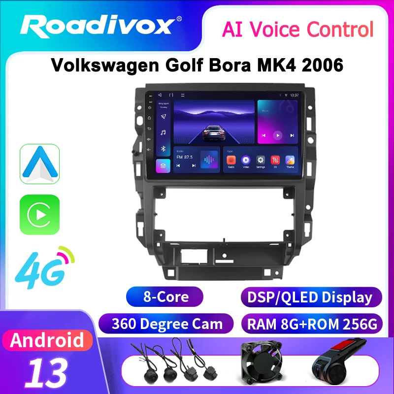 

roadivox Android car radio for Volkswagen Golf Bora MK4 2006 GPS Navigation video Multimedia Player tape recorder carplay