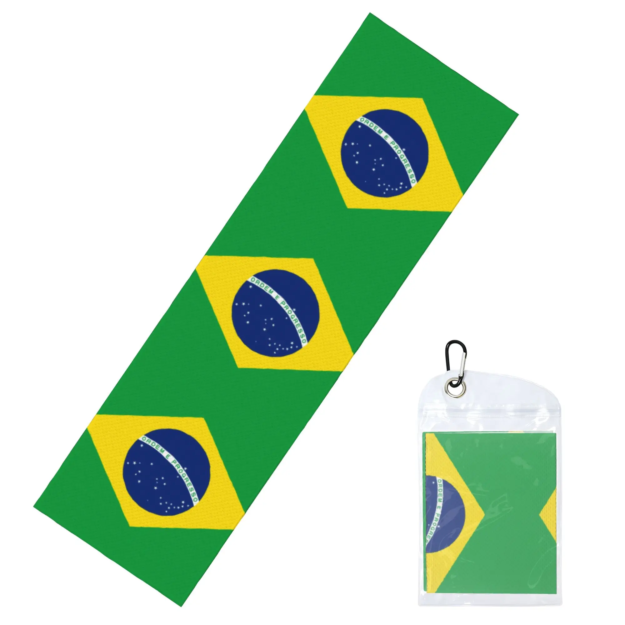 Flag of Brazil Cold Exercise Towel  Brazilian Flag Super Soft Breathable Instant Cooling Towel Swimming Towels