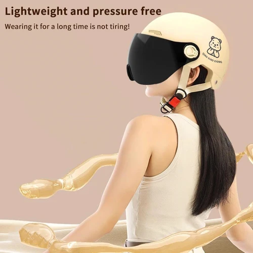 Casco de seguridad para bicicleta eléctrica con diseño novedoso de dibujos animados con gafas, medio casco certificado 3C para hombres y mujeres, 1 pieza