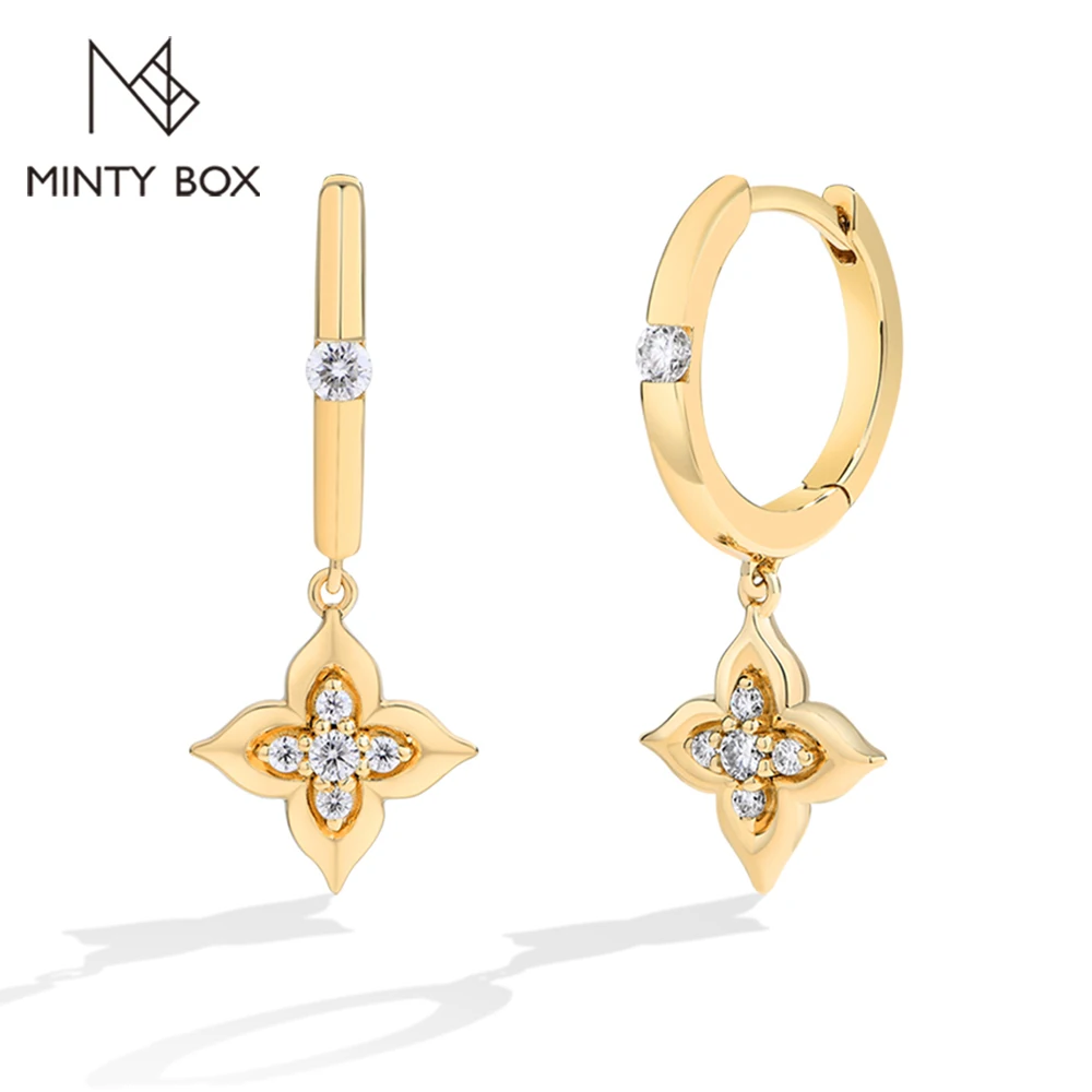 

MINTYBOX S925 Sterling Silver Moissanite Drop Earrings for Women Clover Lab Diamond Earring Dangle Luxury Wedding Fine Jewelry