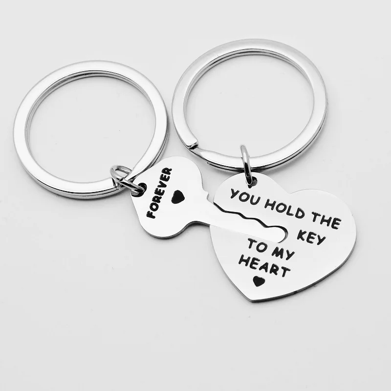 New Hot Sell Stainless Steel Inpirational Mantra Lovers Couple Husband Wife Birthday Keychain Pendant Gift
