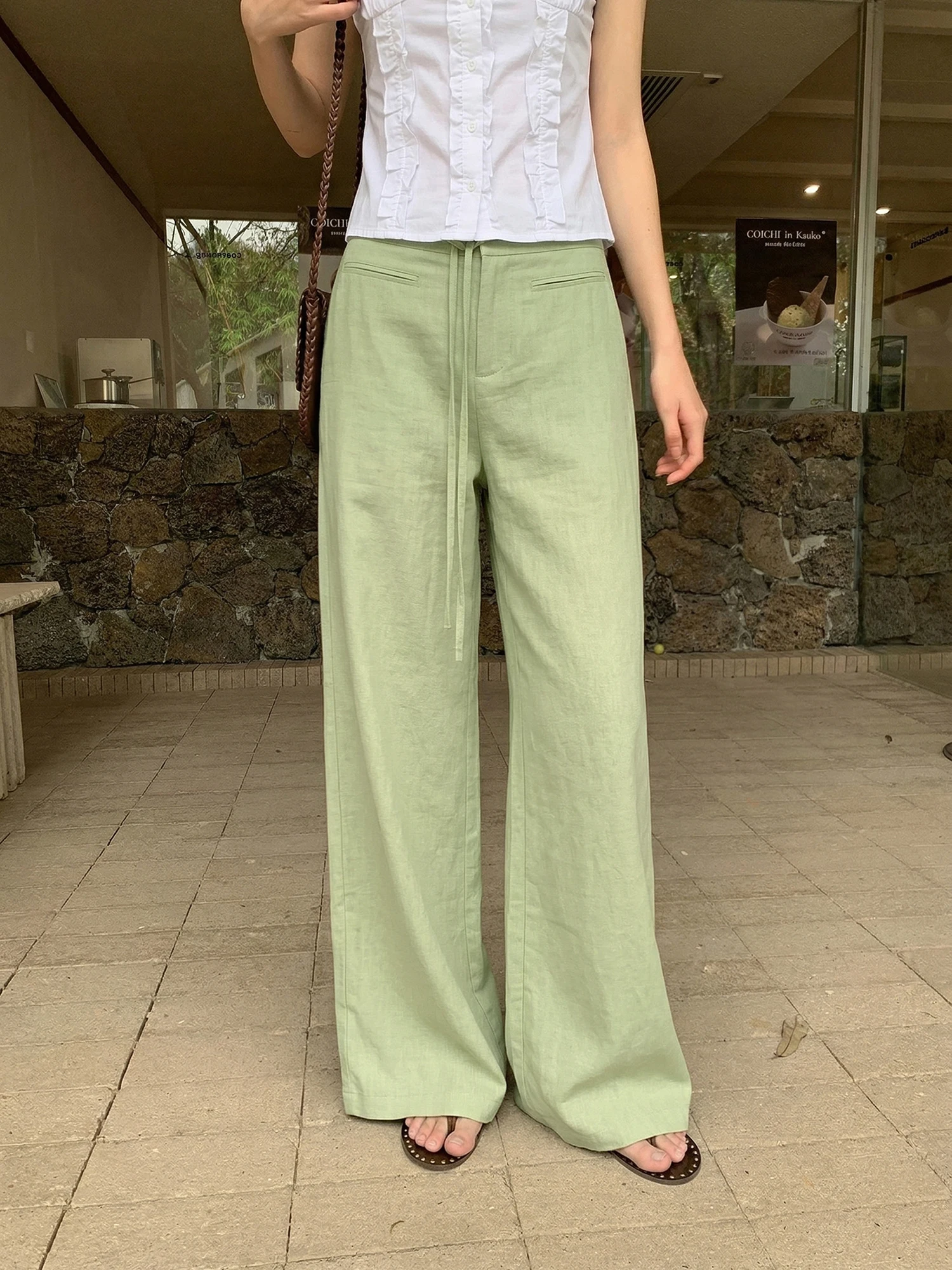 High Waist Loose Fit Casual Pants Women's Summer Slouchy Slim Straight Leg Pants Versatile High Waist Long Trousers