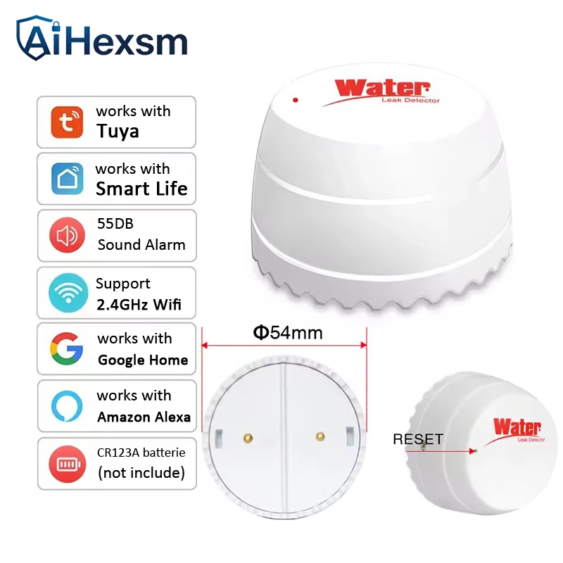 

Tuya WiFi Remote Real-time Monitor Water Leak Detector Home Flood Sensor APP Flood Alert Overflow Security With Alexa Google