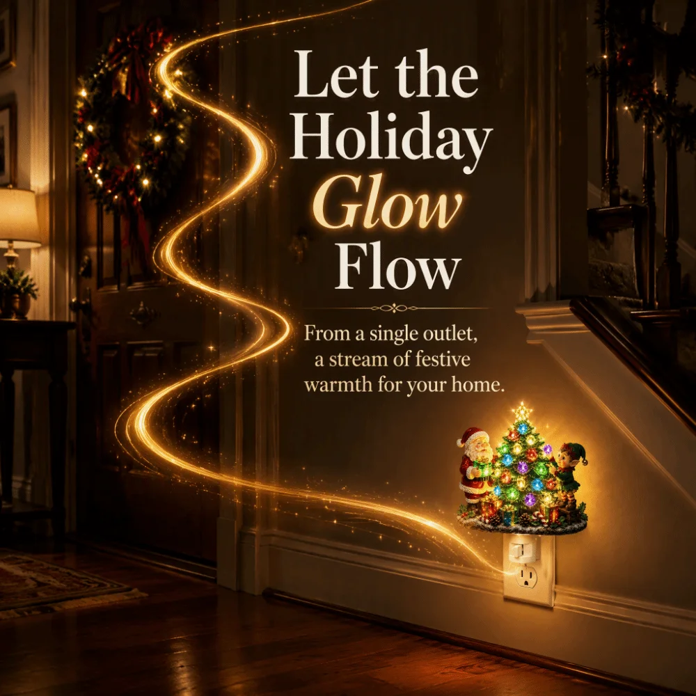 Resin Material Christmas Night Light Decorative Figurine Wall-mounted Style Plug in Night Light Christmas Tree Shape