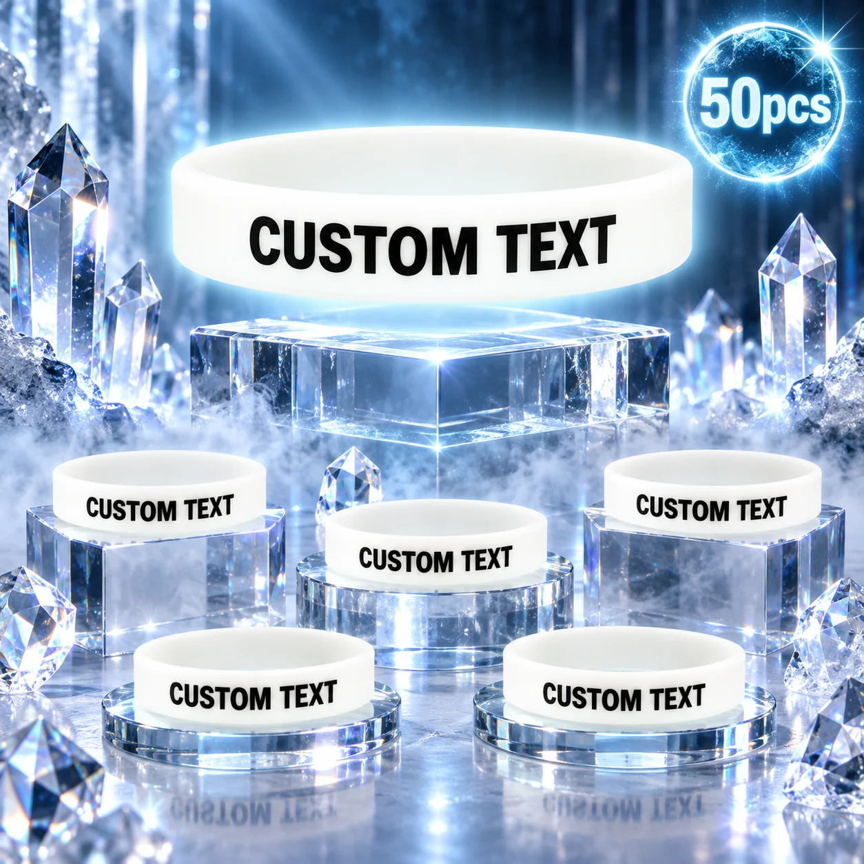Custom Luminous Silicone Bracelets, 50PCS