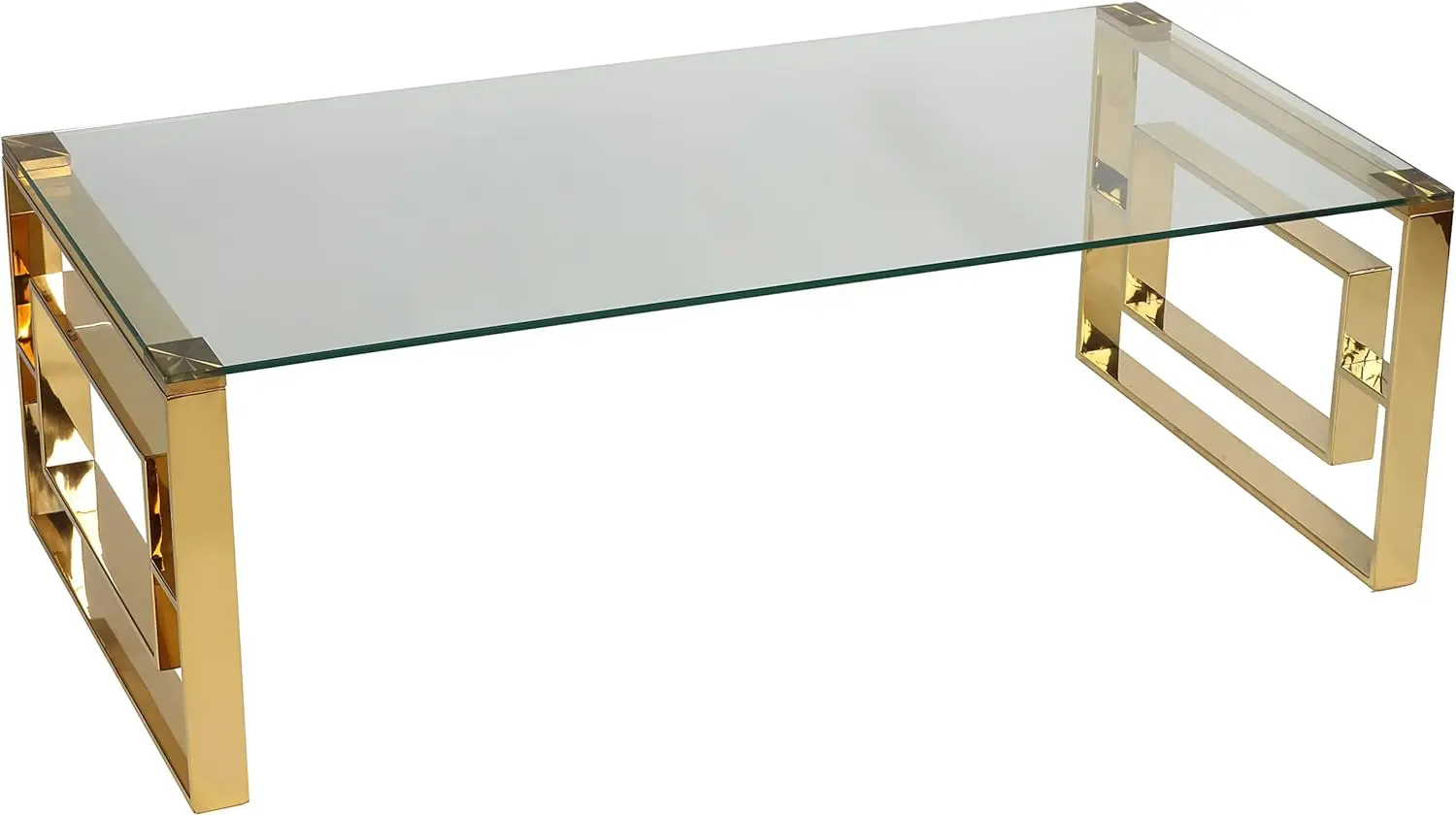 LALIA-Table Basse en Acier Inoxydable localité et Verre Transparent, 48 Pouces