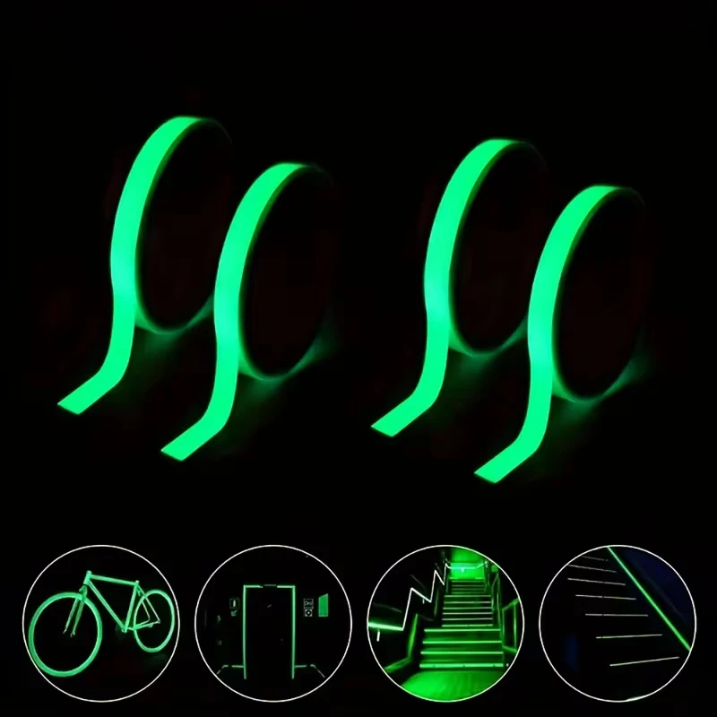 Waterproof Glow-in-the-Dark Tape, Self-Adhesive Glow-in-the-Dark Sticker Rolls, Removable Night Safety Marking Tape