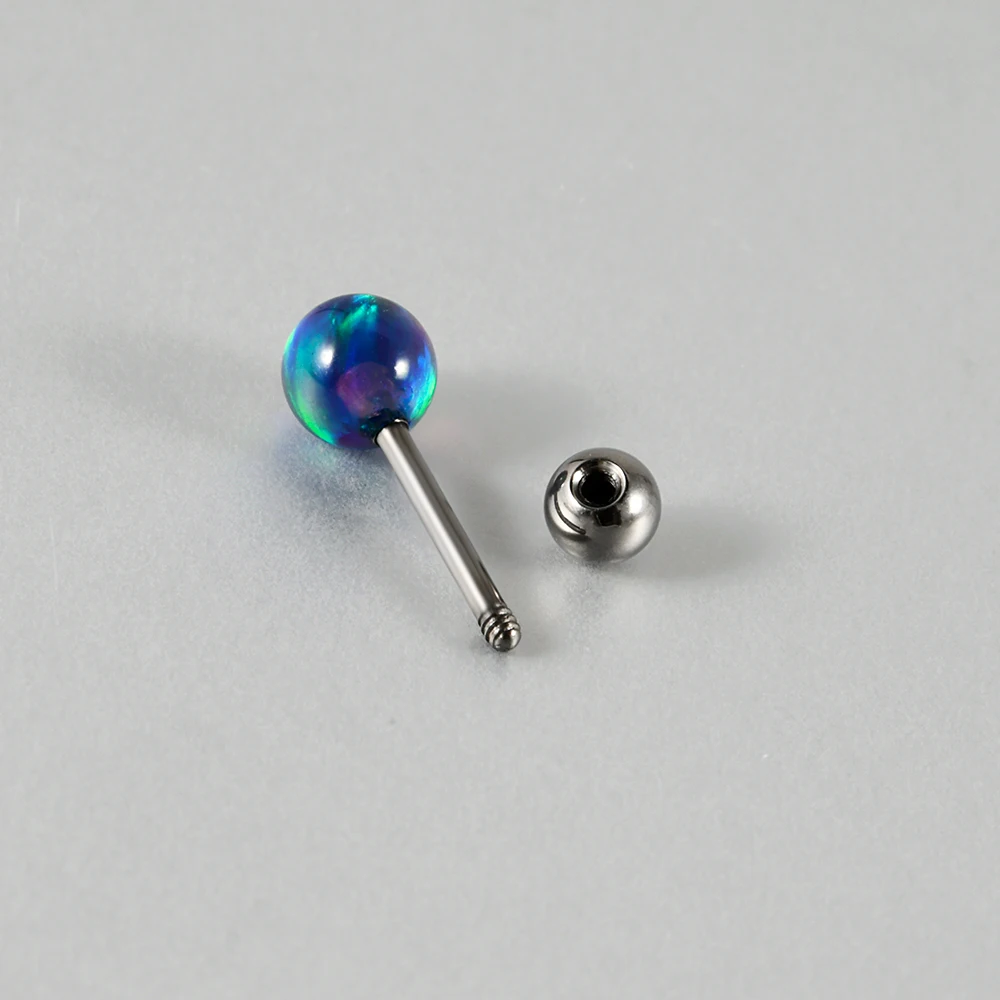 1PC Titanium Opal Jelly Labret Lip Stud Round Bead Top Externally Threaded Helix Ear Cartilage Tragus Body Piercing Jewelry 20G