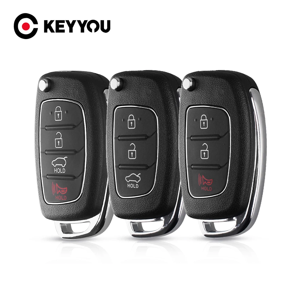 KEYYOU 3/4 Buttons Flip Folding Remote Key Fob Shell Case For Mistra Hyundai HB20 SANTA FE IX35 IX45 Accent I40 Uncut Blade Fob