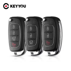 KEYYOU 3/4 Buttons Flip Folding Remote Key Fob Shell Case For Mistra Hyundai HB20 SANTA FE IX35 IX45 Accent I40 Uncut Blade Fob