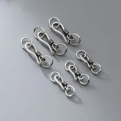 1pcs 925 Sterling Silver Vintage Color Lobster Clasp With Two Rings Handmade S925 Silver S Connection Buckle DIY Jewelry Making